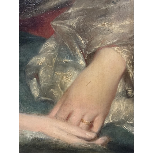 147 - LATE 19TH CENTURY IRISH SCHOOL
'Lady Ashtown'
Oil on canvas
Image: 90cm (h) x 70cm (w) 
Frame: 115cm... 