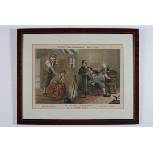 610 - TOM MERRY 
Political Cartoons
Coloured prints
Two pairs
One pair 53cm (h) x 33cm (w) 
One Pair 36cm ... 