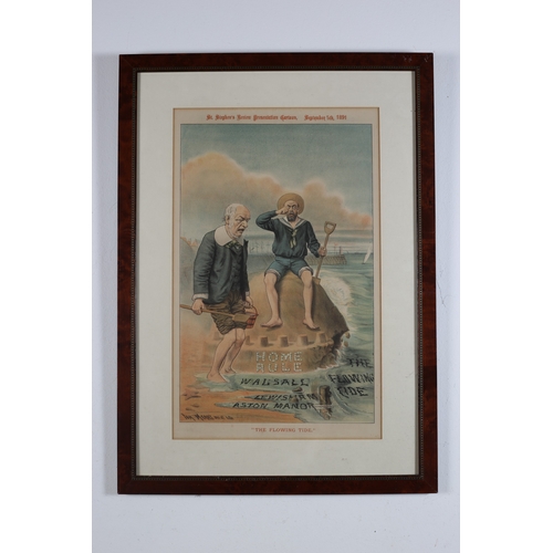 610 - TOM MERRY 
Political Cartoons
Coloured prints
Two pairs
One pair 53cm (h) x 33cm (w) 
One Pair 36cm ... 