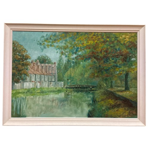 306 - 20TH CENTURY CONTINENTAL SCHOOL
A Riverside Landscape
Oil on Canvas
Signed 