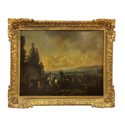 503 - 19TH CENTURY, CONTINENTAL SCHOOL 
A Hunting Party 
Oil on canvas 
Image: 61cm (h) x 77cm (w) (AF) 
F... 