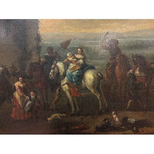 503 - 19TH CENTURY, CONTINENTAL SCHOOL 
A Hunting Party 
Oil on canvas 
Image: 61cm (h) x 77cm (w) (AF) 
F... 