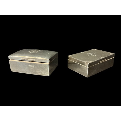 461 - TWO STERLING SILVER CASED JEWELLERY BOXES one stamped Birmingham 1929, one stamped Chester 1896 Tota... 