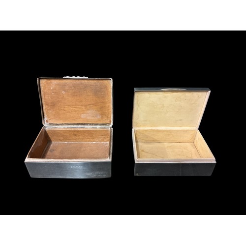 461 - TWO STERLING SILVER CASED JEWELLERY BOXES one stamped Birmingham 1929, one stamped Chester 1896 Tota... 