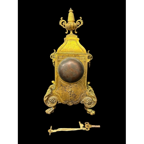 138 - A 19TH CENTURY FRENCH ORMOLU AND PORCELAIN BOUDOIR CLOCK featuring hand painted Sevres style porcela... 