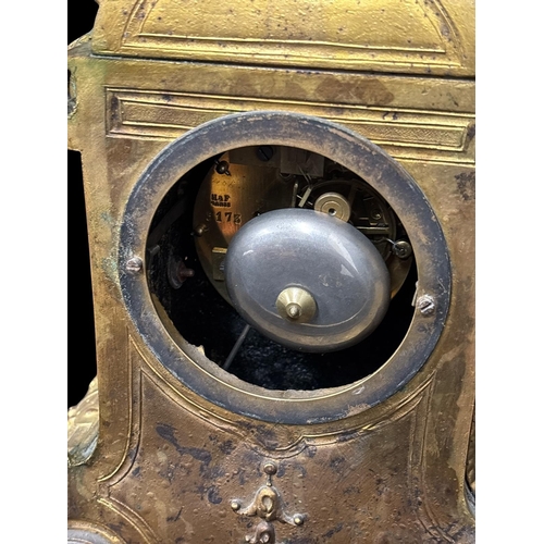 138 - A 19TH CENTURY FRENCH ORMOLU AND PORCELAIN BOUDOIR CLOCK featuring hand painted Sevres style porcela... 