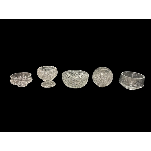 269 - FIVE WATERFORD CUT CRYSTAL BOWLS comprising a Comeragh pattern footed bowl, a Waterford pedestal bow... 