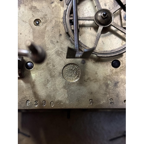 272 - A LARGE 19TH CENTURY FRENCH BOULLE MANTEL CLOCK the case inlaid throughout with intricate brass marq... 