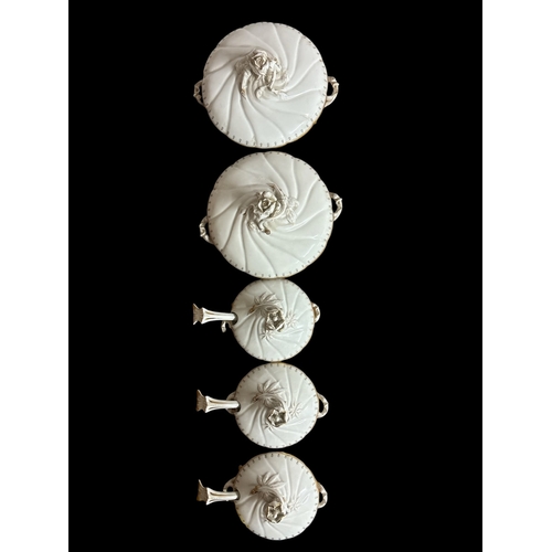 412 - A FIVE PIECE PIRKENHAMMER PORCELAIN TERRINE SET in the 3007 pattern comprising three lidded soup ter... 