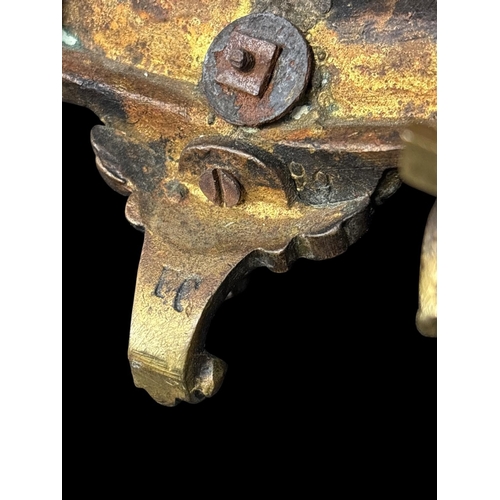 122 - A LATE 19TH CENTURY CONTINENTAL THREE PIECE MANTEL CLOCK GARNITURE of pierced architectural design w... 