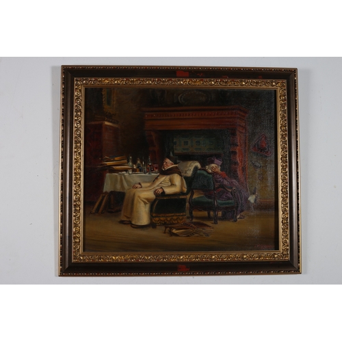 146 - attributed to JOSEPH MALACHY KAVANAGH
A Bishop's Quandary
Oil on canvas
Signed lower right 
Image: 5... 