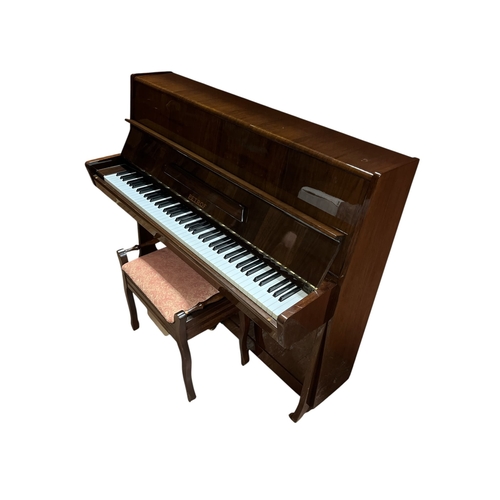 A PETROF MAHOGANY CASED PIANO steel frame overstrung Serial No. 358192 114cm (h) x 144cm (w) x 55cm (d) together with AN EDWARDIAN MAHOGANY MUSIC STOOL on shaped legs