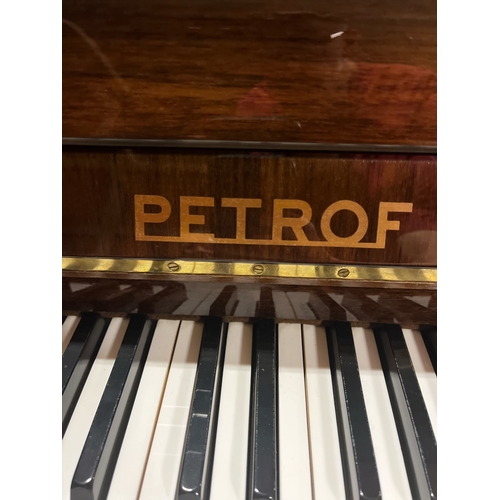 359 - A PETROF MAHOGANY CASED PIANO steel frame overstrung Serial No. 358192 114cm (h) x 144cm (w) x 55cm ... 