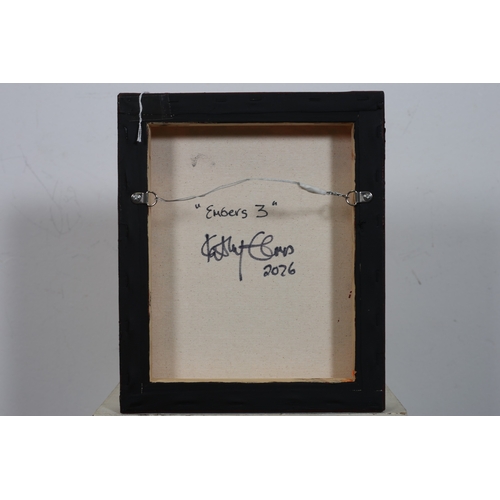 36 - KATHY ELMES 
'Embers 3'
Mixed media on canvas
Signed, titled and dated verso 
30.5cm (h) x 25.5cm (w... 
