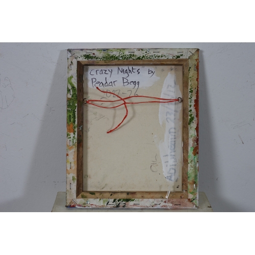 54 - PEADAR BEGG
'Crazy Nights'
Oil on canvas 
Signed, titled and dated verso 
30cm (h) x 25cm (w)