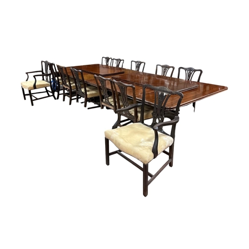 602 - A THIRTEEN PIECE 19TH CENTURY DINING ROOM SUITE comprising twelve 19th century Chippendale dining ch... 