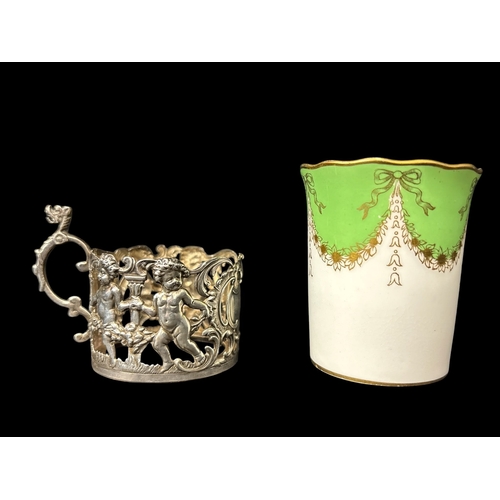 756 - AN EDWARDIAN STERLING SILVER MOUNTED EIGHTEEN PIECE COFFEE SET comprising six sterling silver demita... 