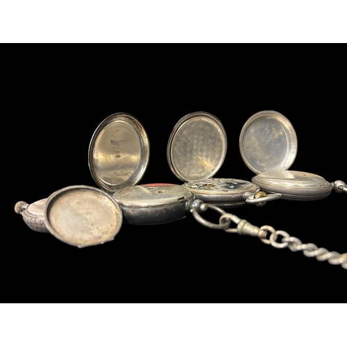 499 - A COLLECTION OF STERLING SILVER AND MISCELLANEOUS ITEMS to include four sterling silver cased pocket... 