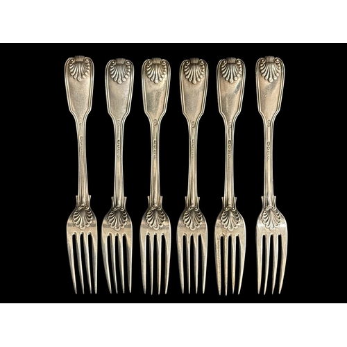 501 - A SET OF SIX VICTORIAN STERLING SILVER FORKS London 1869 365g (11.7 troy oz)