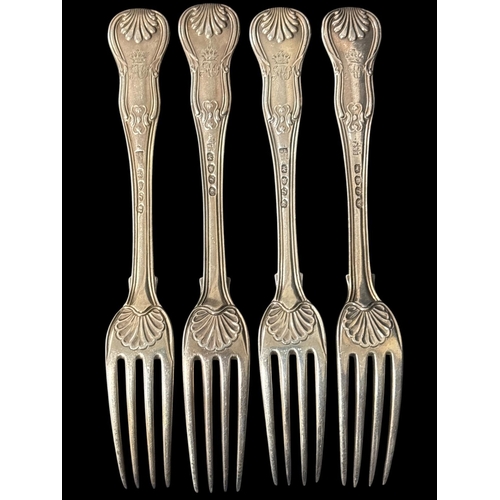 506 - A SET OF FOUR GEORGIAN STERLING SILVER FORKS London 1813 238g (7.7 troy oz)