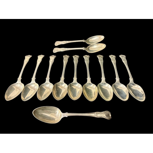 507 - TWELVE EARLY 19TH CENTURY STERLING SILVER SPOONS London 1829 (9), 1830 (1) and 1835 (2) 1.21kg (39 t... 