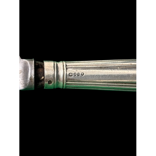 508 - A MATCHED SET OF TEN SILVER HANDLED KNIVES London 1866 (4) and marks rubbed (6) Total weight 954g (A... 