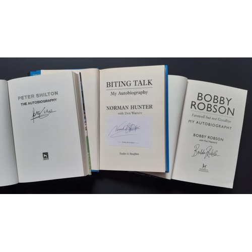44 - AUTOGRAPHED BOOKS, circa 2000, Bobby Robson Farewell But Not Goodbye, Norman Hunter Biting Talk plus... 