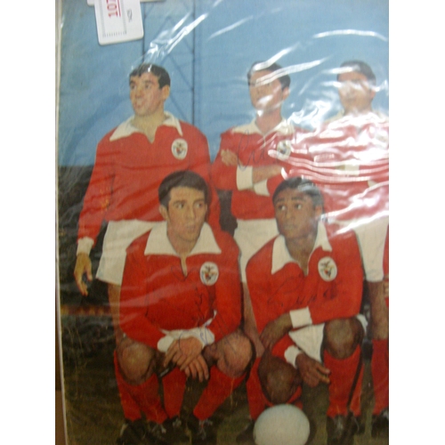 107 - BENFICA, 1962, Champions Of Europe, 34x26cm colour team group image, hand signed by: Cruz, Cavem, Ge... 