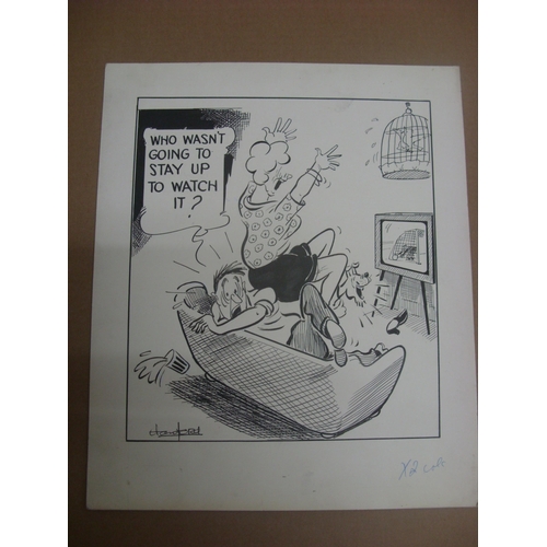 1612 - CARTOON STORY BOARD PROOFS, circa 1960's, 4 x football related cartoons on artists story board proof... 