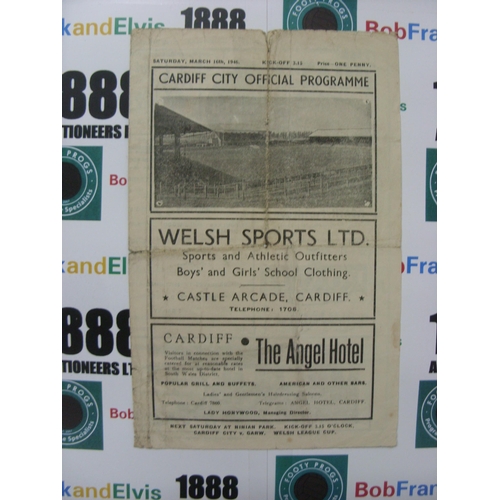 282 - CARDIFF CITY, 1945/1946, a football programme from the fixture versus Bristol City, played on 16/03/... 