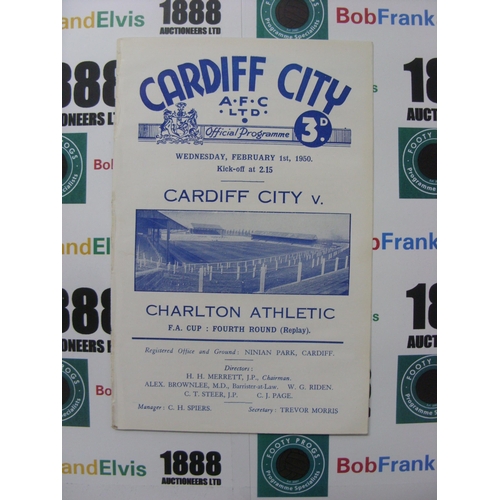 290 - CARDIFF CITY, 1949/1950, a football programme from the fixture versus Charlton Athletic, played on 0... 