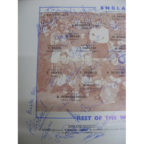 692 - ENGLAND, 1963, an autographed montage of the players from both sides in the Centenary Game versus Re... 