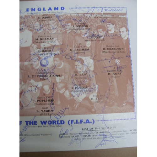 692 - ENGLAND, 1963, an autographed montage of the players from both sides in the Centenary Game versus Re... 