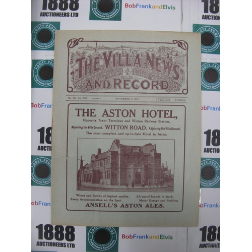 134 - ASTON VILLA RESERVES, 1922/1923, a football programme from the fixture versus Manchester United Rese... 