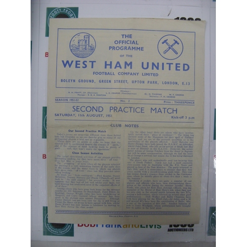148 - AT WEST HAM UNITED, 1951/1952, a football programme from the fixture versus Club Colours v Blues, pl... 