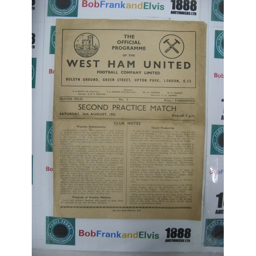 149 - AT WEST HAM UNITED, 1952/1953, a football programme from the fixture versus Club Colours v Blues, pl... 