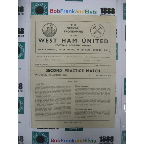 153 - AT WEST HAM UNITED, 1955/1956, a football programme from the fixture versus Club Colours v Blues, pl... 