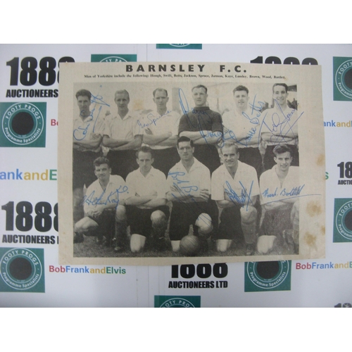 168 - BARNSLEY, 1955/1956, an autographed magazine team group picture, 9 signatures (22.5x17cm, some foxin... 