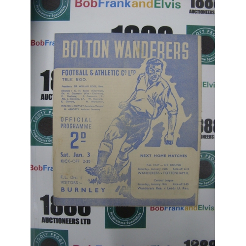 241 - BOLTON WANDERERS, 1947/1948, a football programme from the game versus Burnley, played on 03/01/1948... 