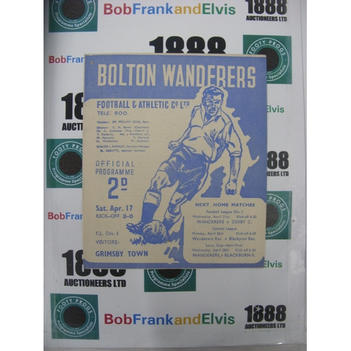 242 - BOLTON WANDERERS, 1947/1948, a football programme from the game versus Grimsby Town, played on 17/04... 