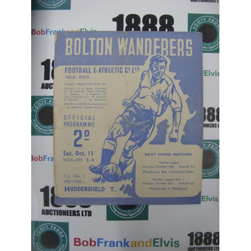 243 - BOLTON WANDERERS, 1947/1948, a football programme from the game versus Huddersfield Town, played on ... 