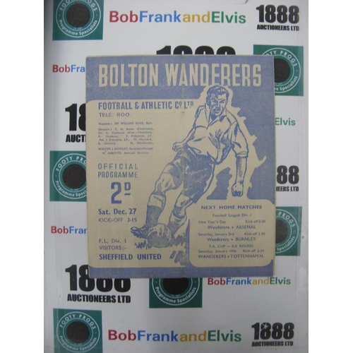 247 - BOLTON WANDERERS, 1947/1948, a football programme from the game versus Sheffield United, played on 2... 
