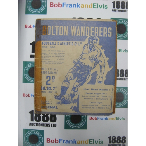 249 - BOLTON WANDERERS, 1948/1949, a football programme from the game versus Arsenal, played on 02/10/1948... 