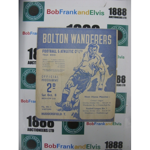 260 - BOLTON WANDERERS, 1949/1950, a football programme from the game versus Huddersfield Town, played on ... 
