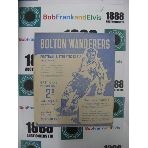 263 - BOLTON WANDERERS, 1949/1950, a football programme from the game versus Sunderland, played on 03/09/1... 