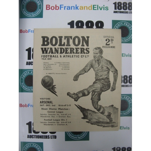264 - BOLTON WANDERERS, 1950/1951, a football programme from the game versus Arsenal, played on 02/12/1950... 