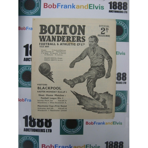 266 - BOLTON WANDERERS, 1950/1951, a football programme from the game versus Blackpool, played on 26/03/19... 