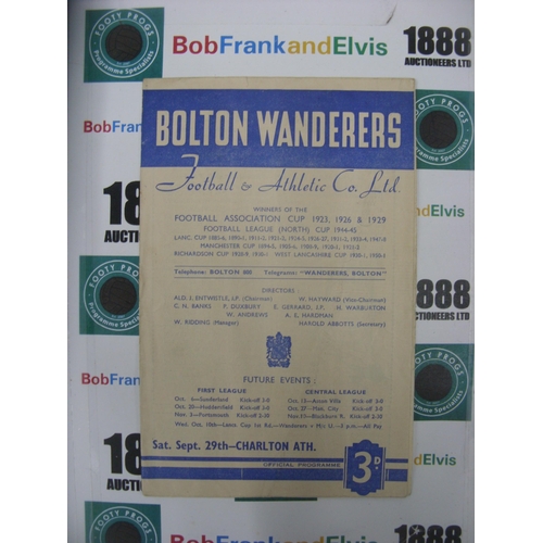 277 - BOLTON WANDERERS, 1951/1952, a football programme from the game versus Charlton Athletic, played on ... 