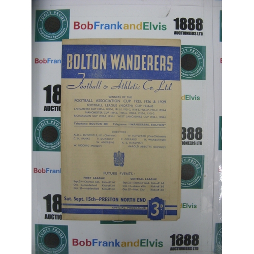 285 - BOLTON WANDERERS, 1951/1952, a football programme from the game versus Preston North End, played on ... 