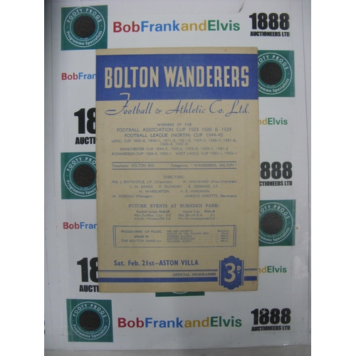 291 - BOLTON WANDERERS, 1952/1953, a football programme from the game versus Bolton Wanderers, played on 2... 